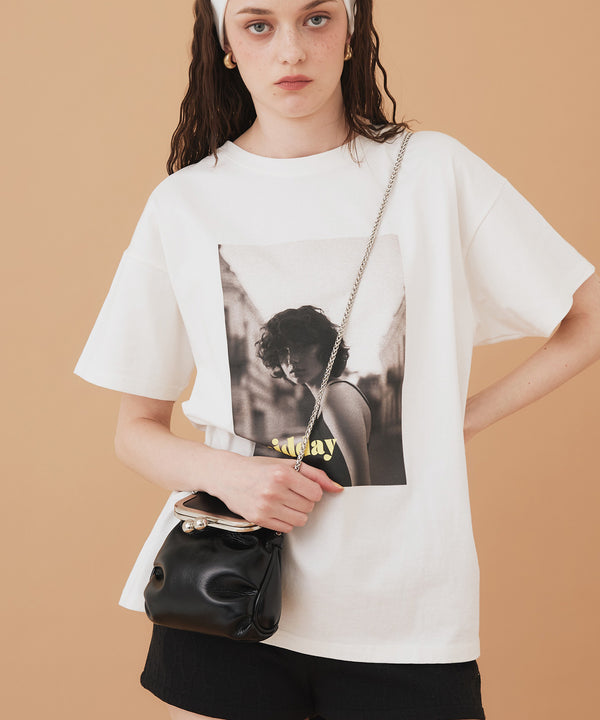 フォトプリントオーバーサイズショートスリーブTシャツ