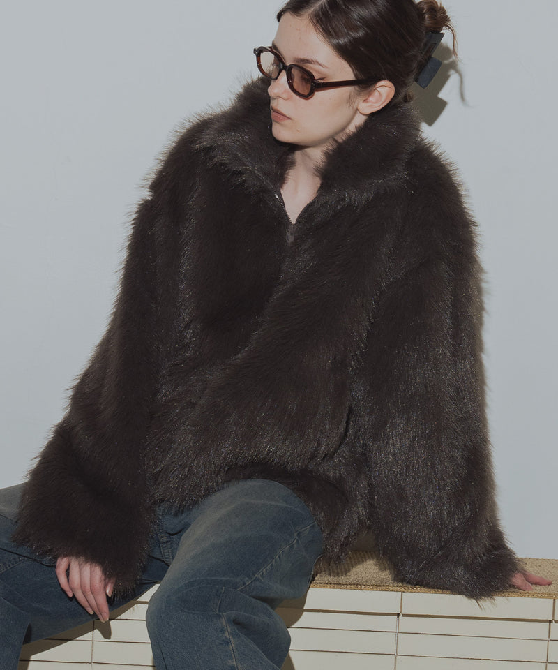 フェイクファーダブルジップジャケット