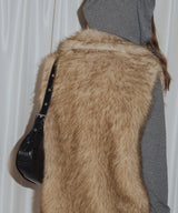 フェイクファースタンドネックダブルジップベスト