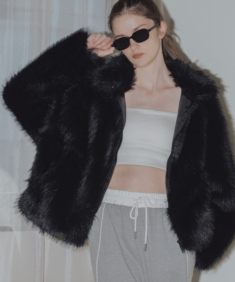 フェイクファーダブルジップジャケット