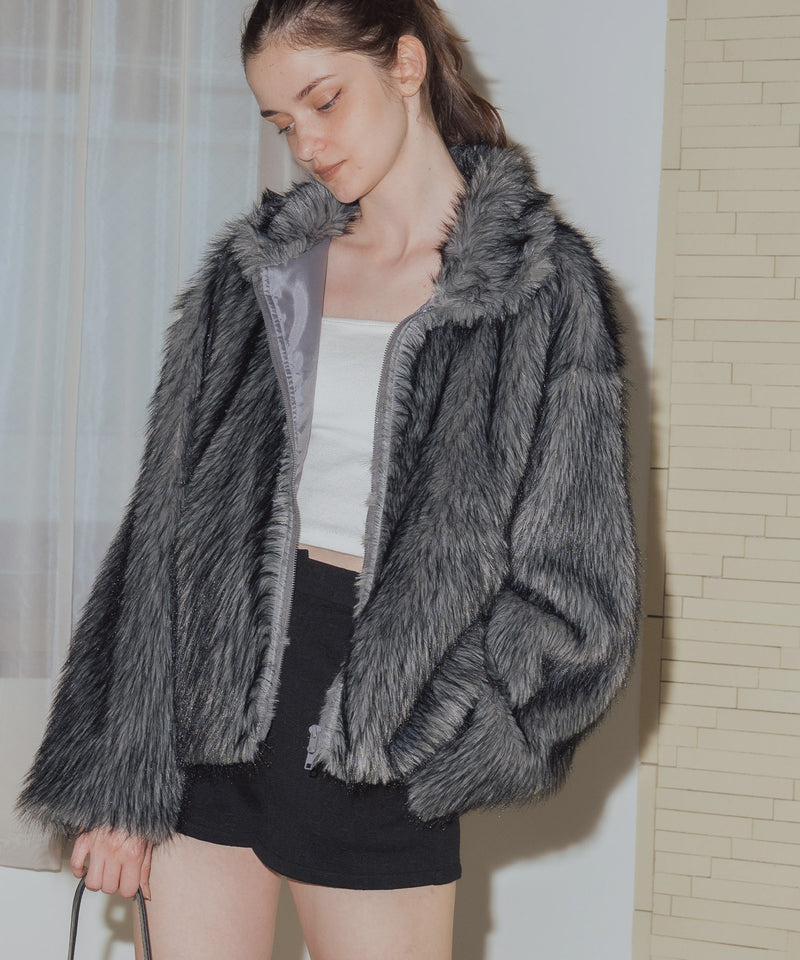 フェイクファーダブルジップジャケット