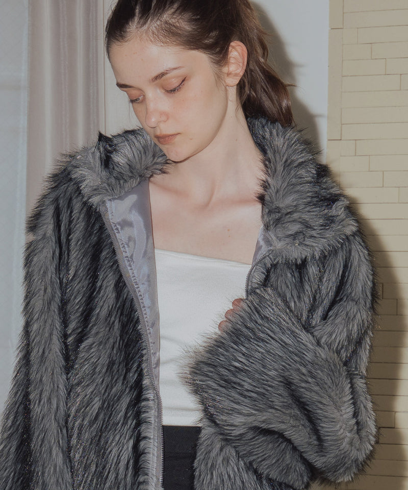 フェイクファーダブルジップジャケット