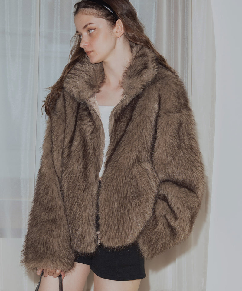 フェイクファーダブルジップジャケット