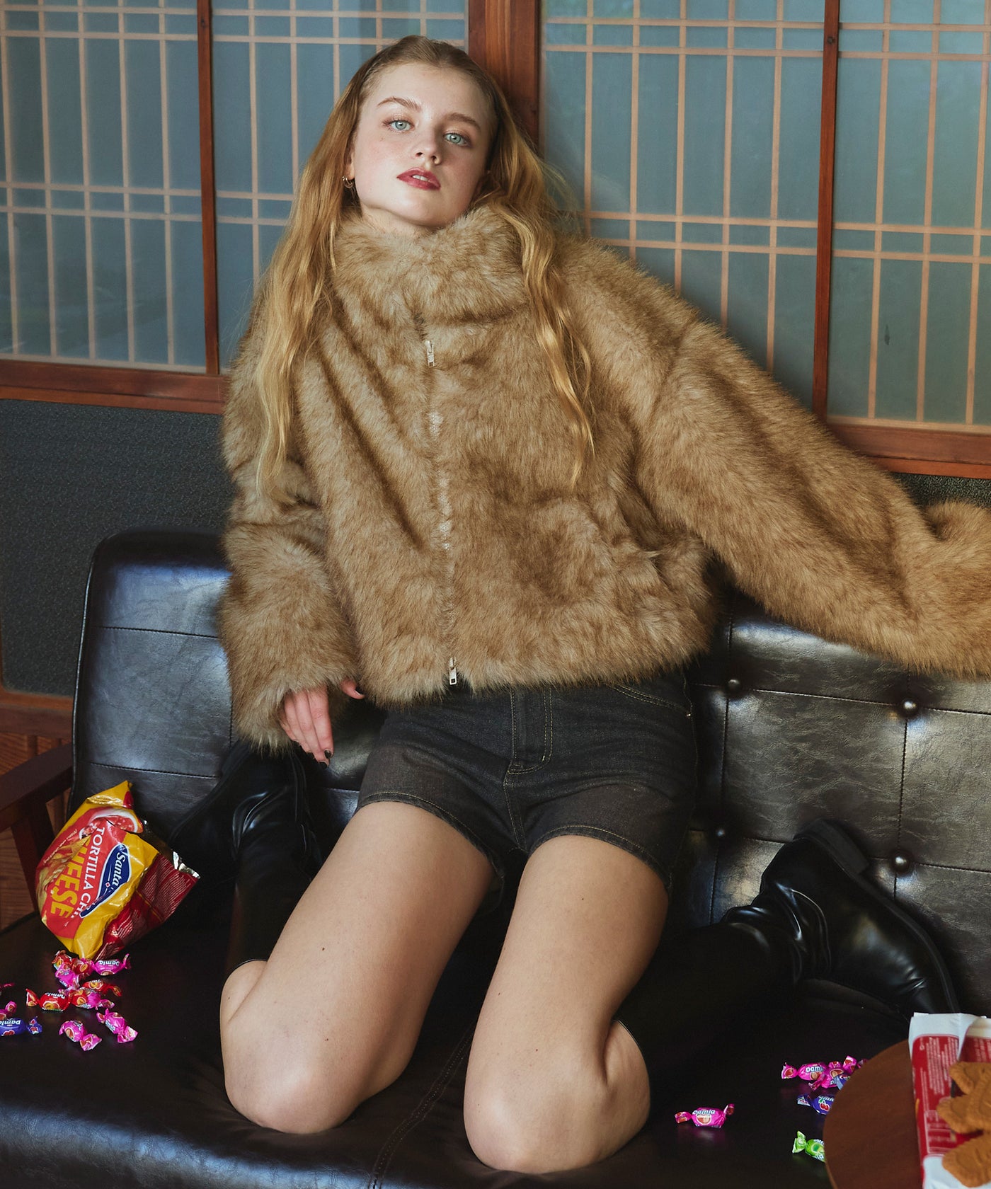 フェイクファーショート丈ダブルジップジャケット – Mili