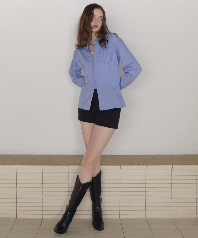 ビスチェ風ダブルジップロングスリーブシャツ
