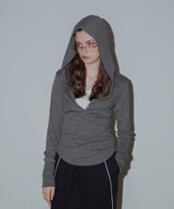 フード付きボーダーロングスリーブTシャツ