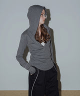 フード付きボーダーロングスリーブTシャツ