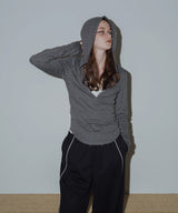 フード付きボーダーロングスリーブTシャツ