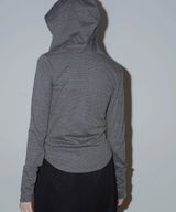 フード付きボーダーロングスリーブTシャツ