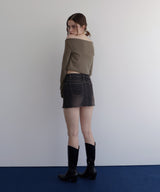 オフショルクロップドロングスリーブTシャツ