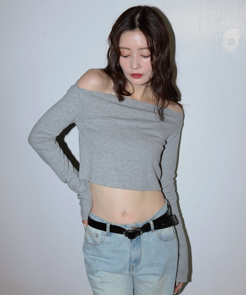 tシャツ ワンショルダーロングスリーブTシャツ レディース オフショルダーロングスリーブTシャツ【メール便可／100】通販
