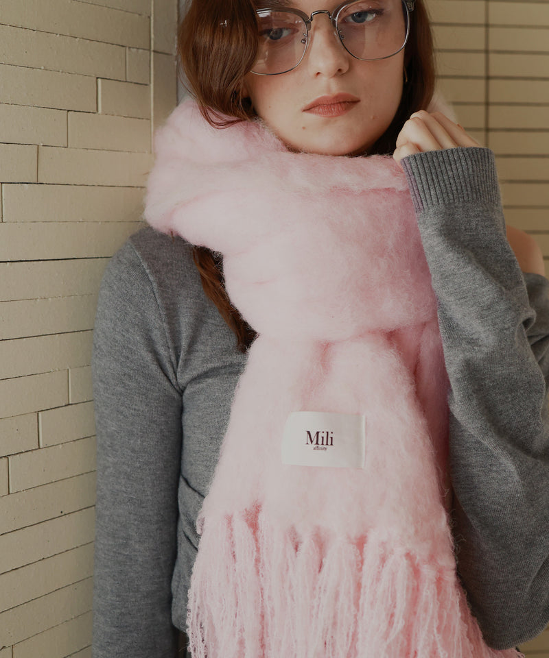 モヘアタッチシャギーボリュームフリンジカラーマフラー