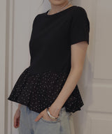 【6月下旬予約商品】ペプラム半袖リブトップス