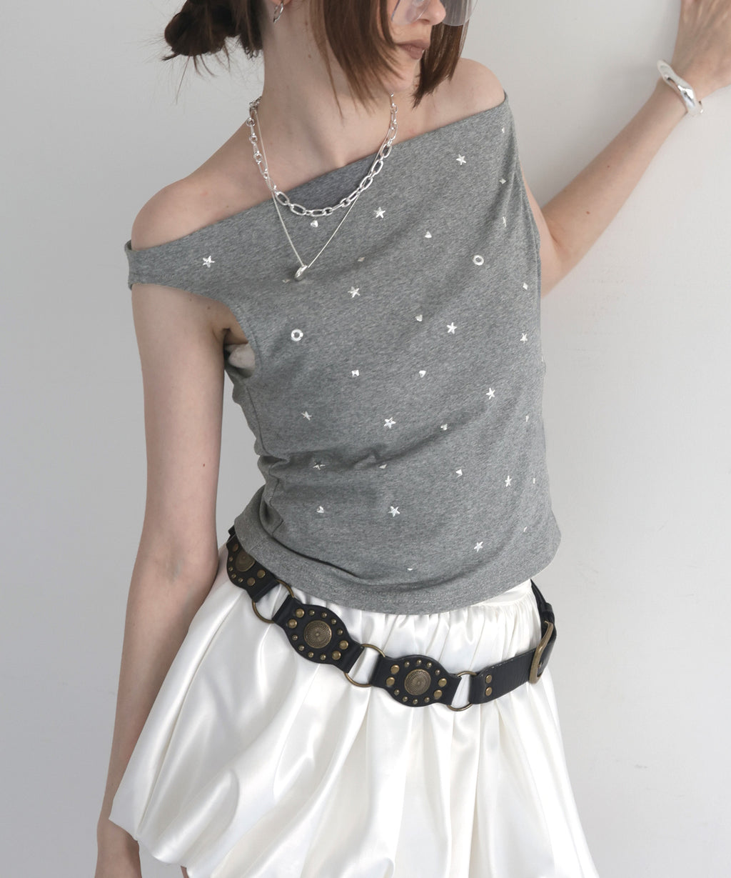 6月上旬予約商品】スタッズ付きノースリーブTシャツ – Mili