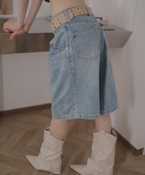【7月中旬予約商品】ハーフワイドデニムパンツ