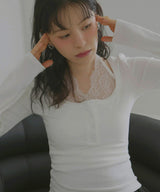 【10月中旬予約商品】レースキャミレイヤードロングスリーブTシャツ