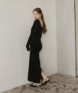 ベロアバックオープンワンピース