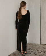 ベロアバックオープンワンピース