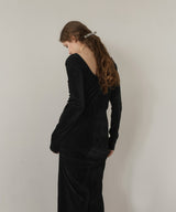 ベロアバックオープンワンピース