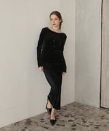 ベロアバックオープンワンピース