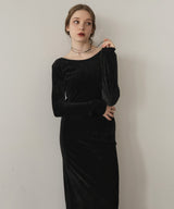 ベロアバックオープンワンピース