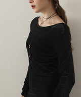 ベロアバックオープンワンピース