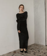 ベロアバックオープンワンピース