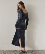 ベロアバックオープンワンピース