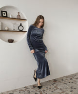 ベロアバックオープンワンピース