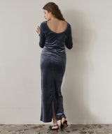 ベロアバックオープンワンピース