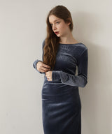 ベロアバックオープンワンピース