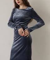 ベロアバックオープンワンピース