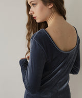 ベロアバックオープンワンピース