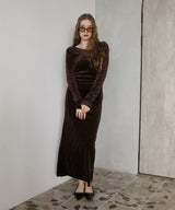 ベロアバックオープンワンピース