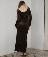 ベロアバックオープンワンピース