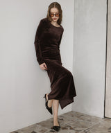 ベロアバックオープンワンピース