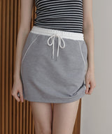 ウエスト切り替えラインスウェットミニスカート
