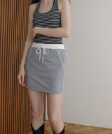ウエスト切り替えラインスウェットミニスカート