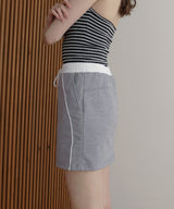 ウエスト切り替えラインスウェットミニスカート