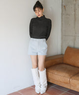 【11月中旬予約商品】フェイクウールハイウエストショートパンツ