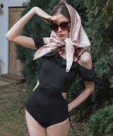 2WAYフリルオフショルサイドリボンスイムウェア