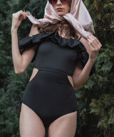 2WAYフリルオフショルサイドリボンスイムウェア