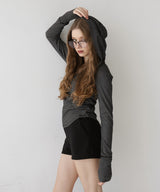 フード付きボーダーロングスリーブTシャツ