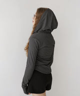 フード付きボーダーロングスリーブTシャツ