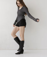 フード付きボーダーロングスリーブTシャツ