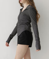 フード付きボーダーロングスリーブTシャツ