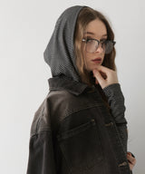 フード付きボーダーロングスリーブTシャツ