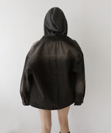 フード付きボーダーロングスリーブTシャツ