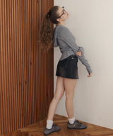 フード付きボーダーロングスリーブTシャツ