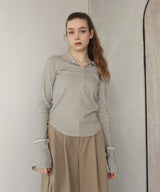 フード付きボーダーロングスリーブTシャツ